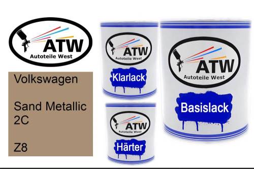 Volkswagen, Sand Metallic 2C, Z8: 1L Lackdose + 1L Klarlack + 500ml Härter - Set, von ATW Autoteile West.